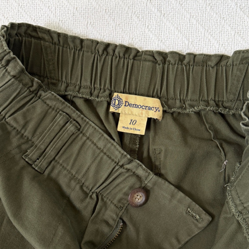 Democracy Olive Green Wide Leg Trousers Elastic Gathered High Waist Pant Size 10 - Picture 6 of 7